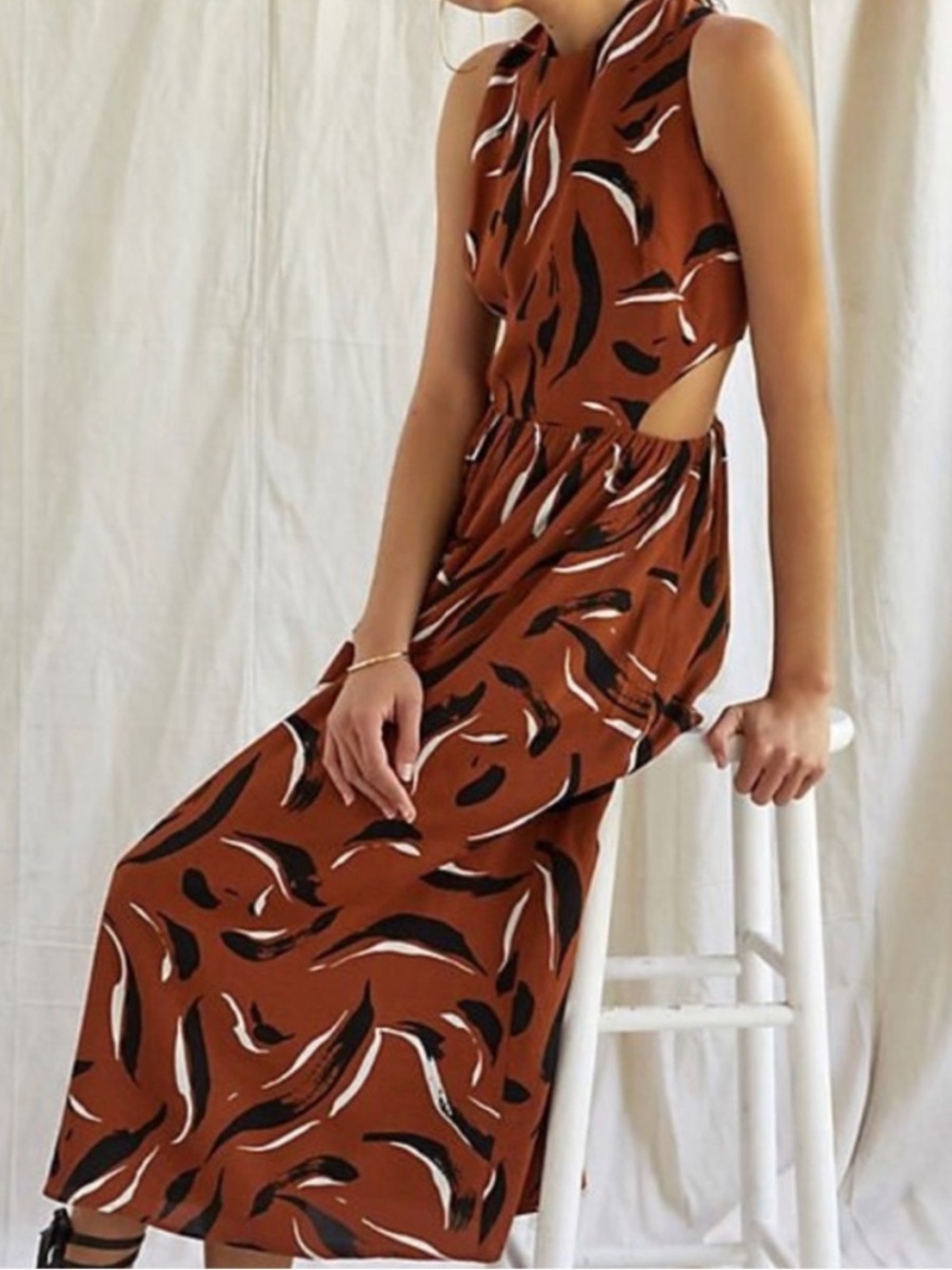 Anthropologie Corey Lynn Calter Cut Out Waist Midi Dress XS